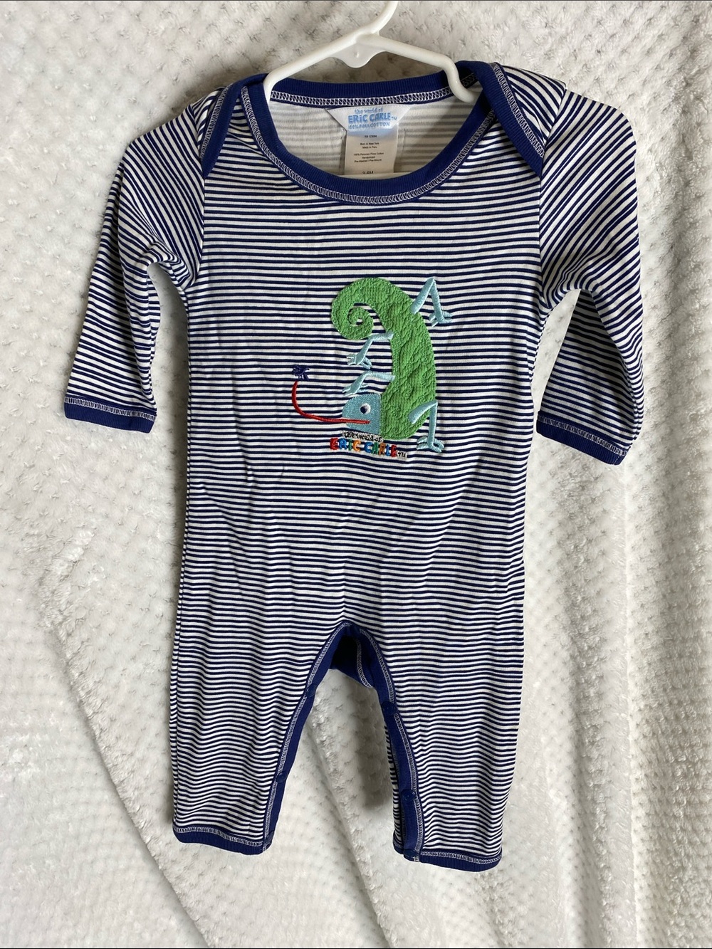 The World of Eric Carle Striped Baby Outfit Green Lizard Applique